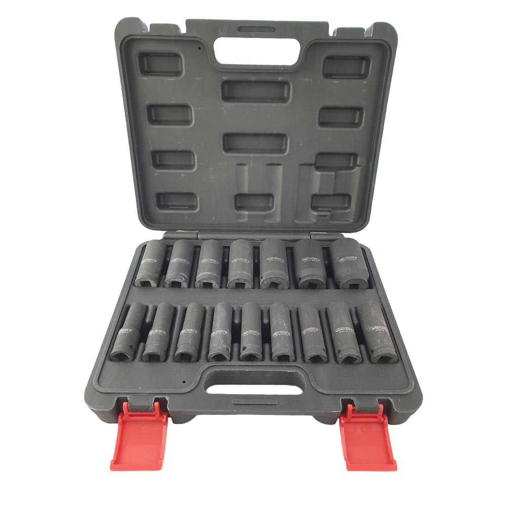 Kraft-Steckschlüsselsatz 1/2 Zoll lang, 10 bis 32 mm